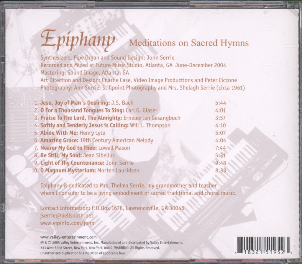 Jonn Serrie - Epiphany - Meditations On Sacred Hymns - Cd