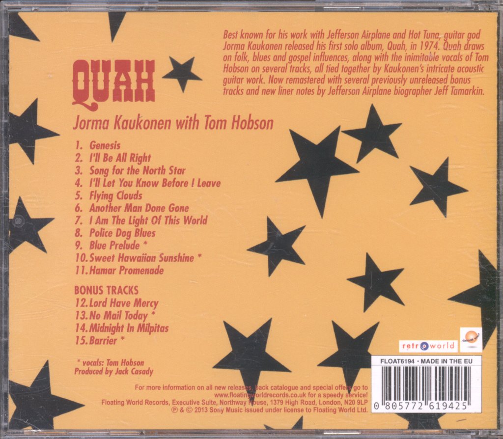 Jorma Kaukonen With Tom Hobson - Quah - Cd