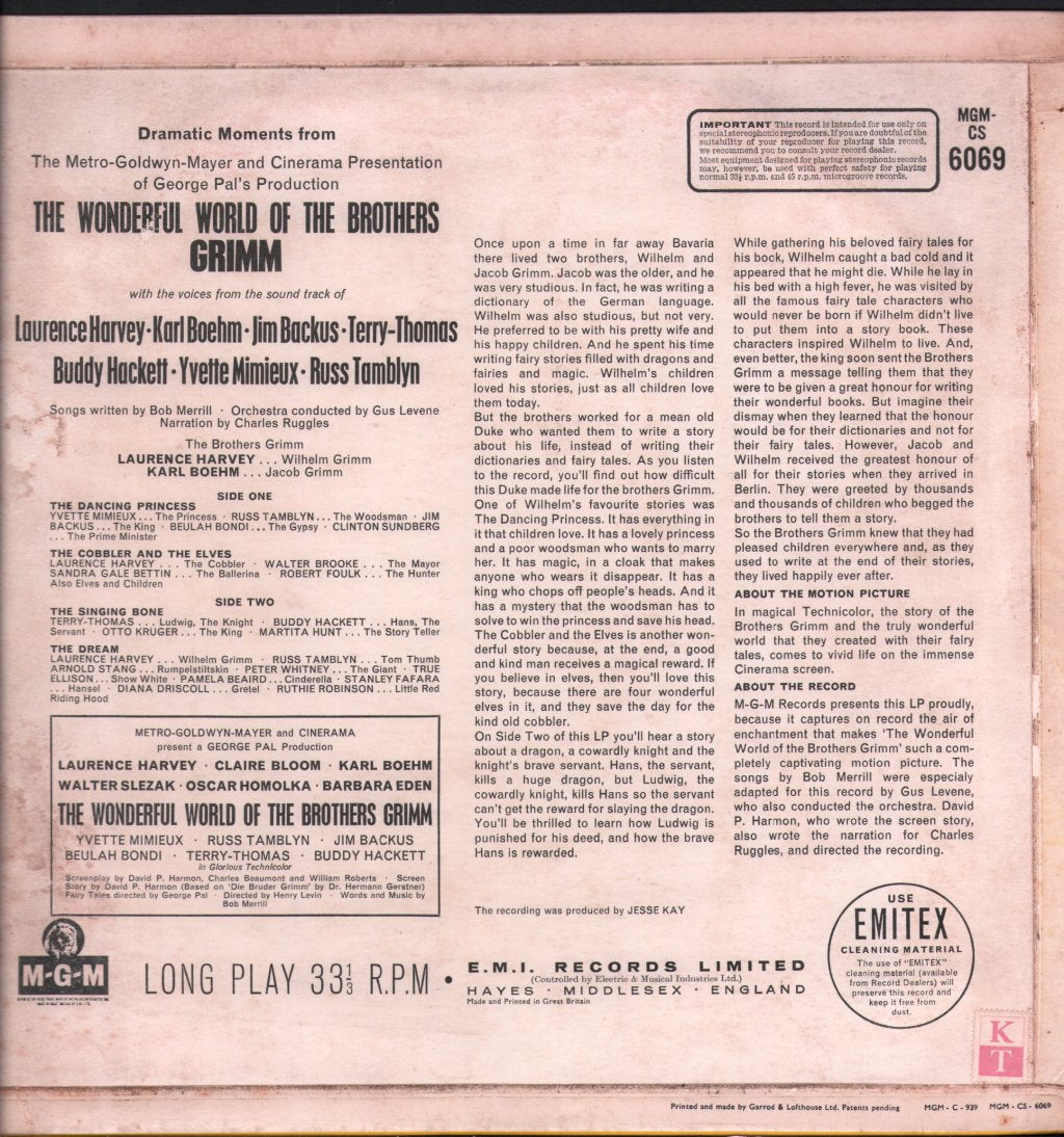 Laurence Harvey / Karl Boehm / Jim Backus / Terry Thomas / Buddy Hackett - Wonderful World Of The Brothers Grimm - Lp