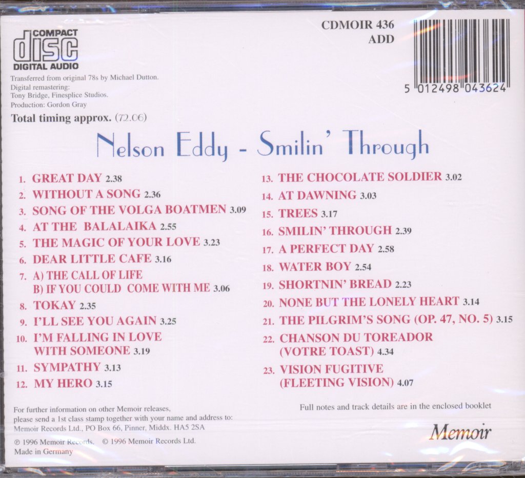 Nelson Eddy - Smilin' Through - Cd