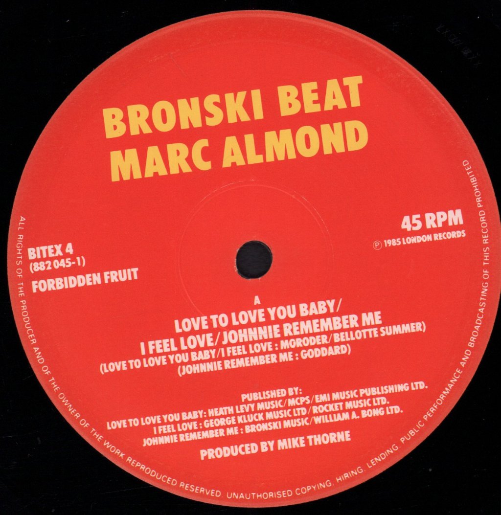 Bronski Beat And Marc Almond - I Feel Love - 12 Inch