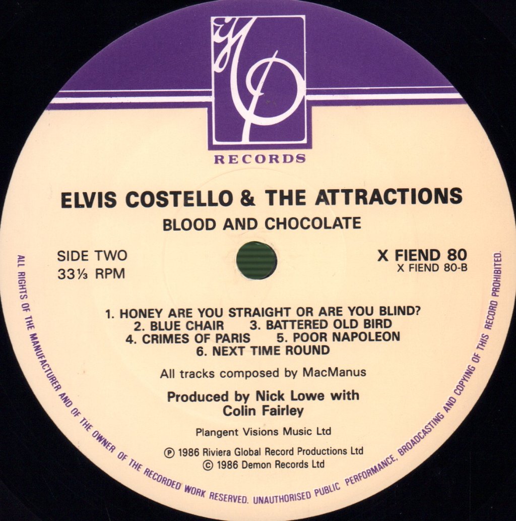 Elvis Costello And The Attractions - Blood & Chocolate - Lp