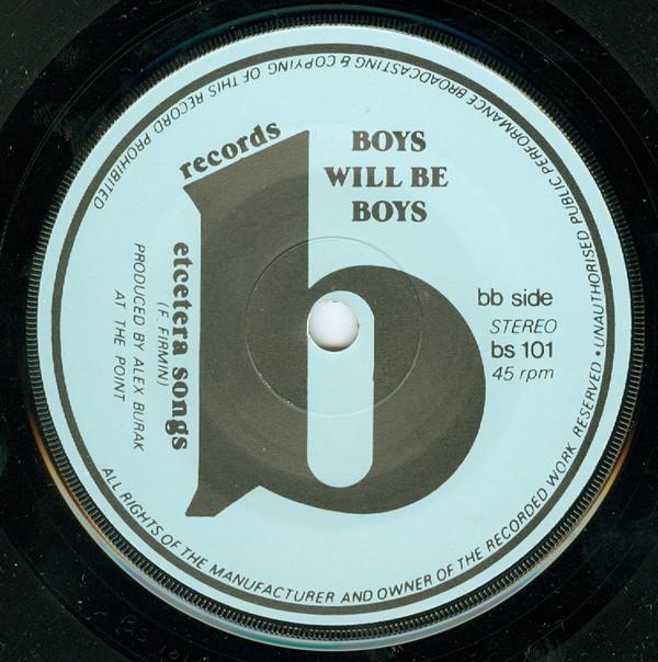 Boys Will Be Boys - Etcetera Songs - 7 Inch