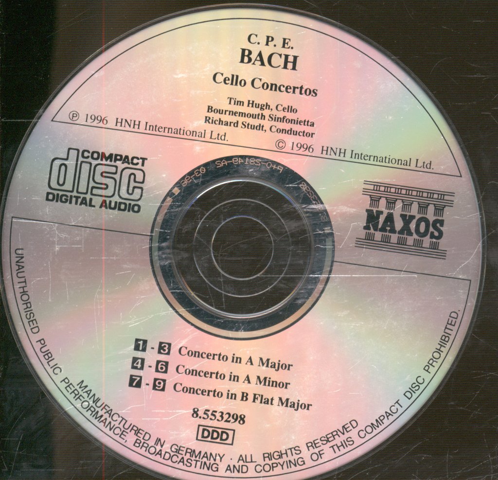 Tim Hugh, Bournemouth Sinfonietta - CPE Bach - Cello Concertos - Cd