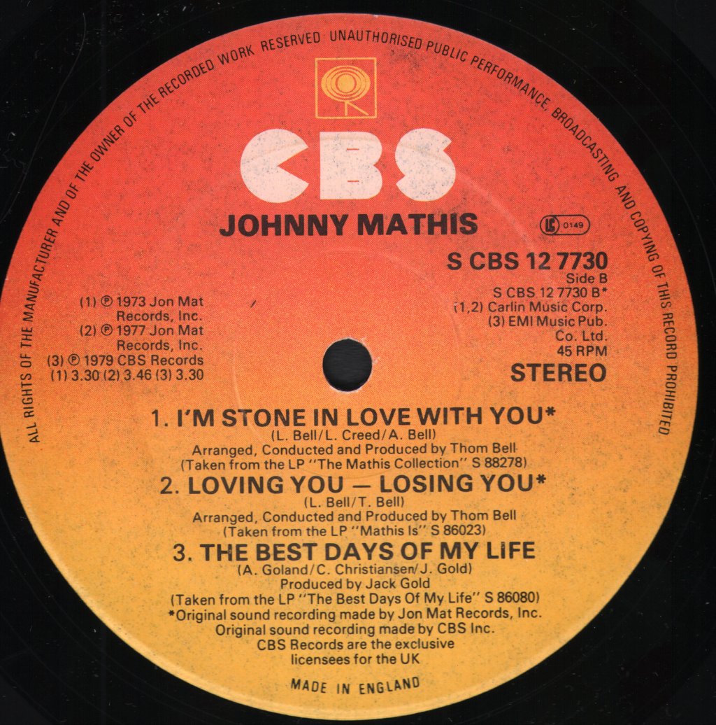 Johnny Mathis - Gone, Gone, Gone - 12 Inch
