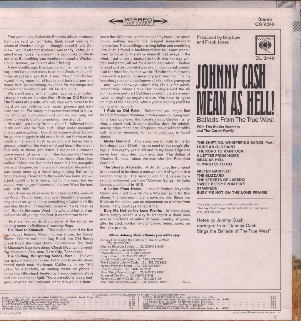 Johnny Cash - Mean As Hell - Lp