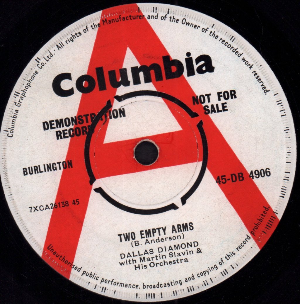 dallas diamond with martin slavin and his orchestra - Two Empty Arms - 7 Inch