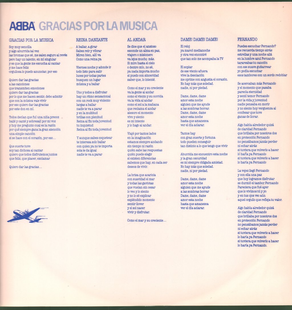 ABBA - Gracias Por La Musica - Lp