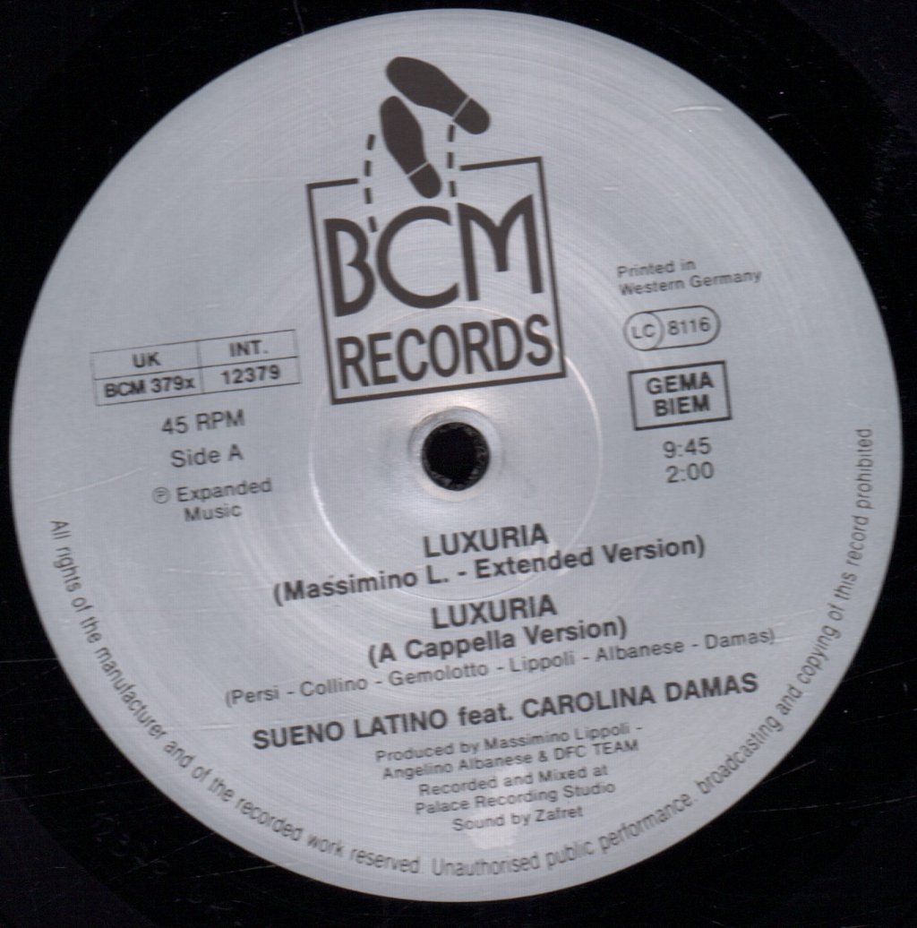 SueNo Latino FEATURING Carolina Damas - Luxuria - 12 Inch