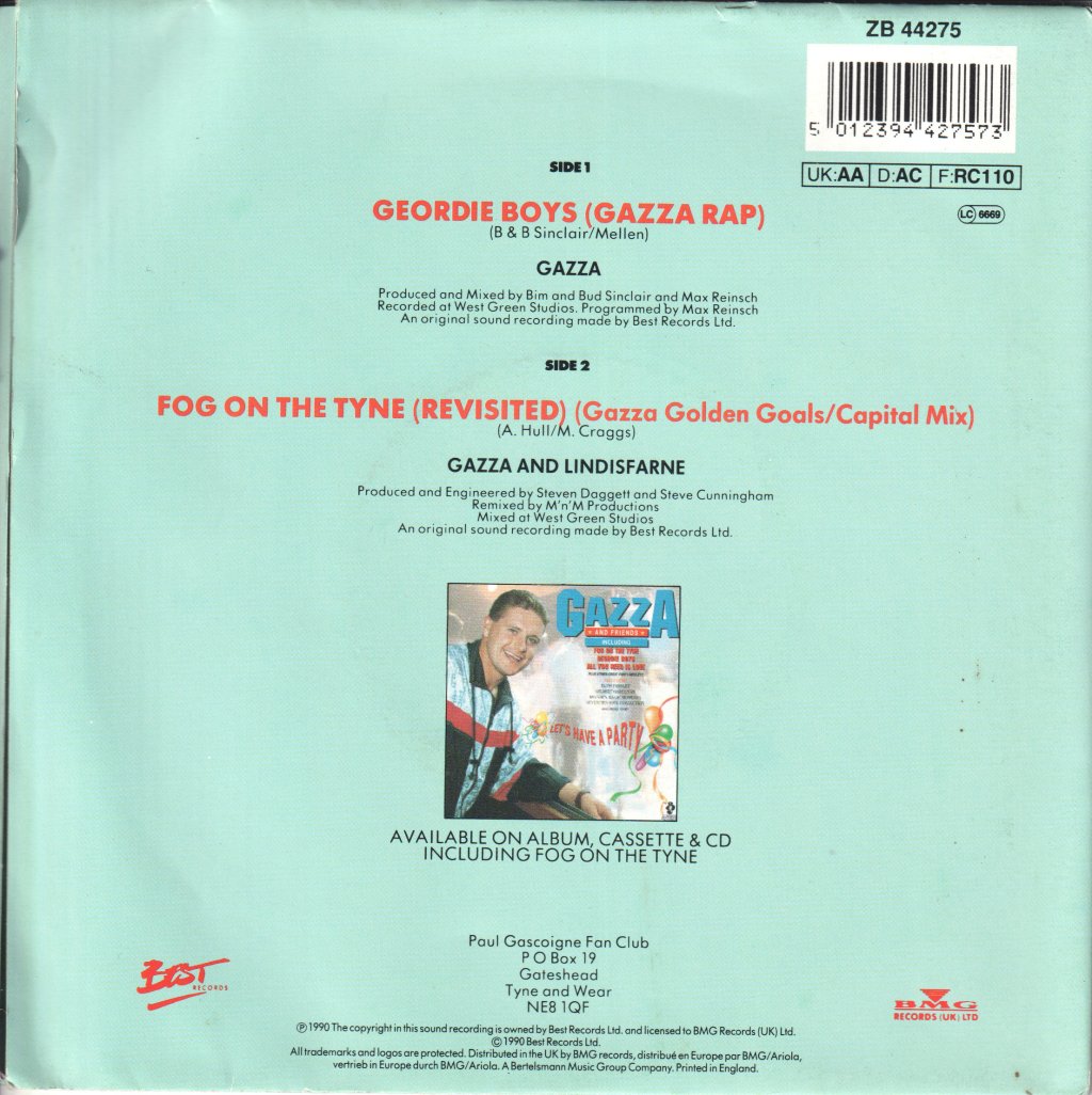 Gazza Featuring Lindisfarne - Geordie Boys - 7 Inch