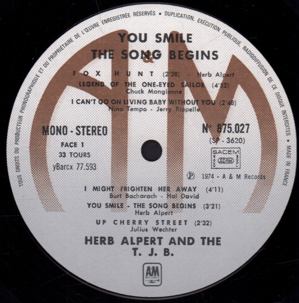 Herb Alpert And The Tijuana Brass - You Smile The Song Begins - Lp