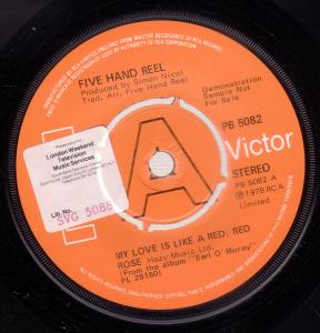 Five Hand Reel - My Love Is Like A Red Red Rose - 7 Inch