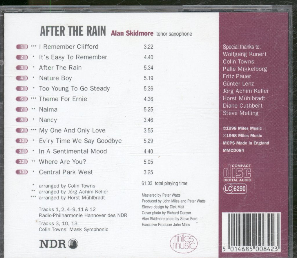 Alan Skidmore, Radio-Philharmonie Hannover Des NDR - After The Rain: A Collection Of Ballads - Cd