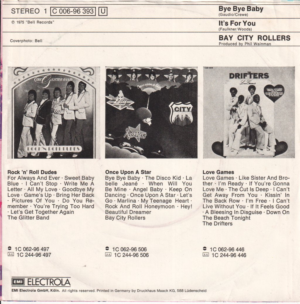 Bay City Rollers - Bye Bye Baby - 7 Inch