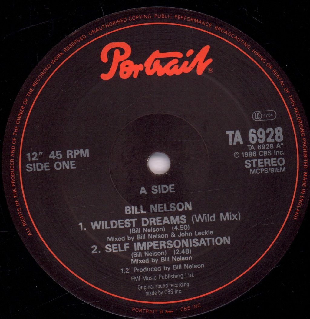 Bill Nelson - Wildest Dreams - 12 Inch