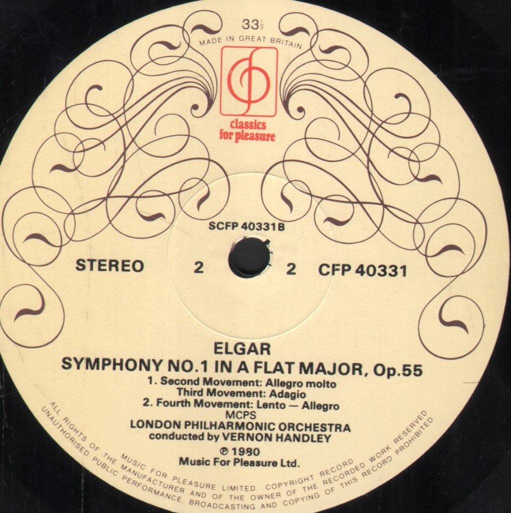 Vernon Handley / London Philharmonic Orchestra - Elgar - Symphony No.1 - Lp