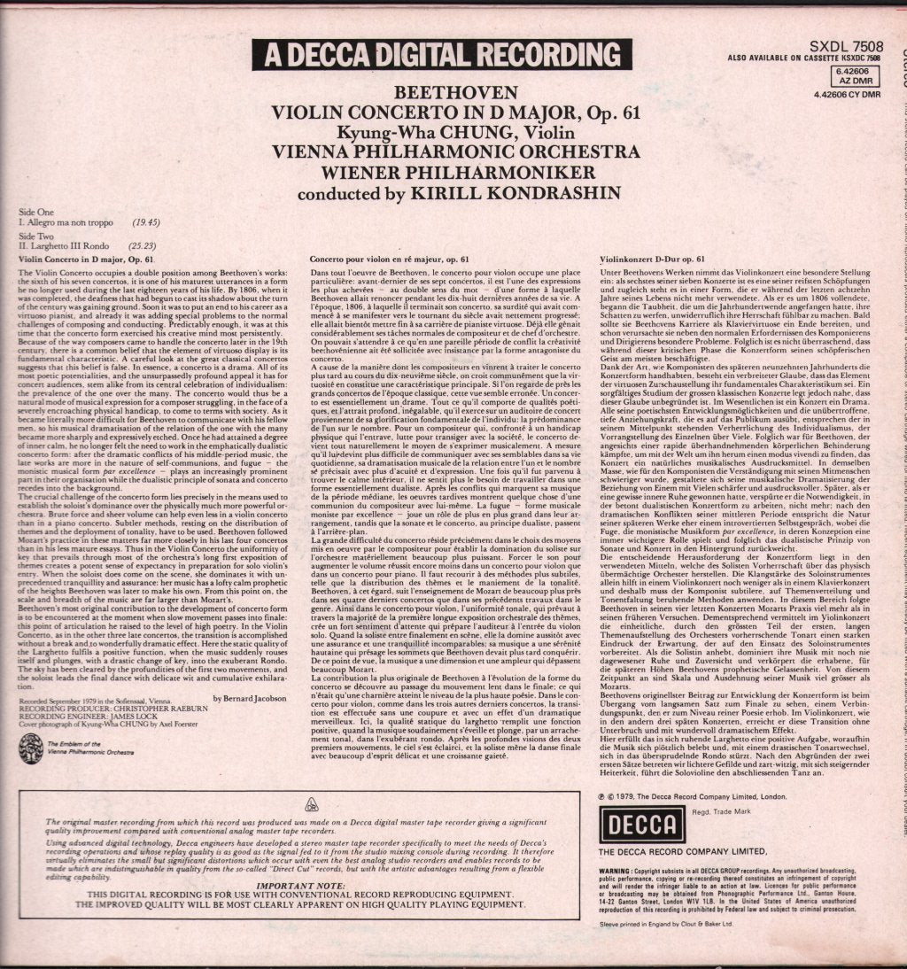 Kyung Wha Chung - Beethoven Violin Concerto - Lp