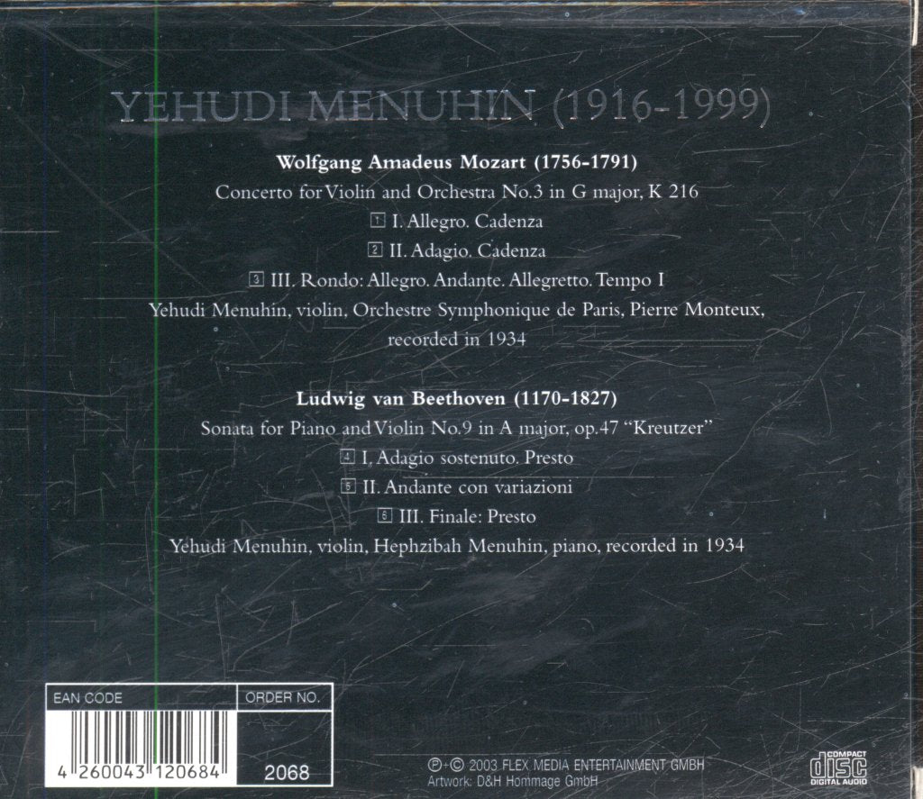 Yehudi Menuhin - W. A. Mozart / L. Van Beethoven - Cd