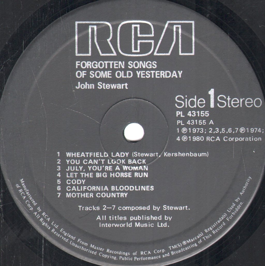 John Stewart - Forgotten Songs Of Some Old Yesterday - Lp