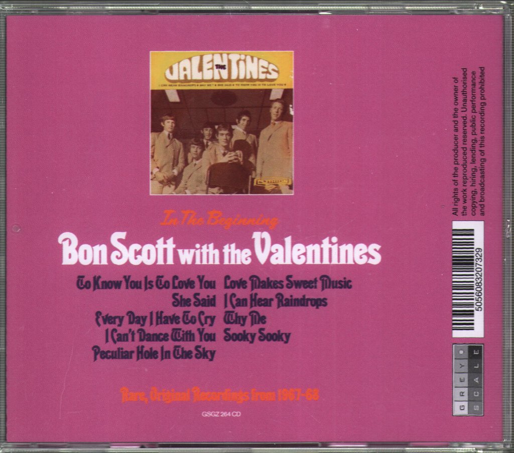 Bon Scott With The Valentines - In The Beginning - Cd