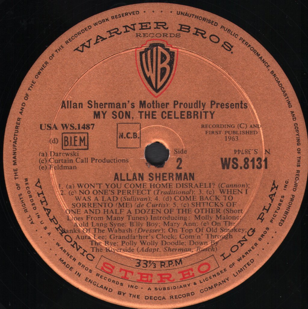 Allan Sherman - My Son, The Celebrity - Lp