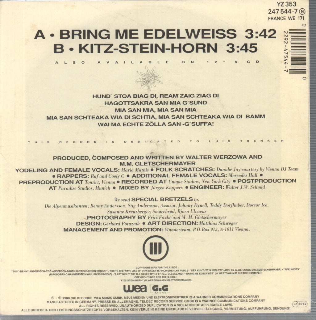 Edelweiss - Bring Me Edelweiss - 7 Inch