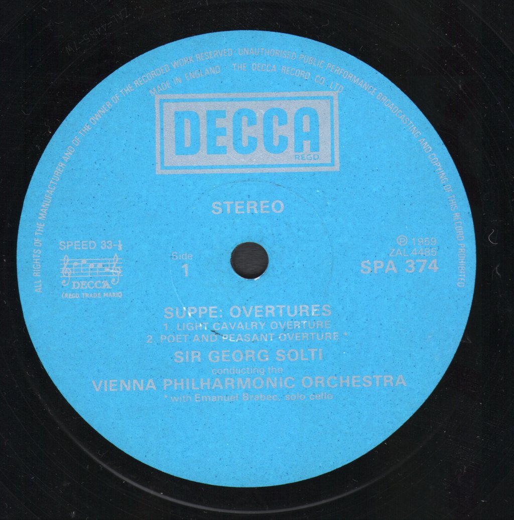 Georg Solti / Vienna Philharmonic Orchestra - Suppe Overtures - Lp