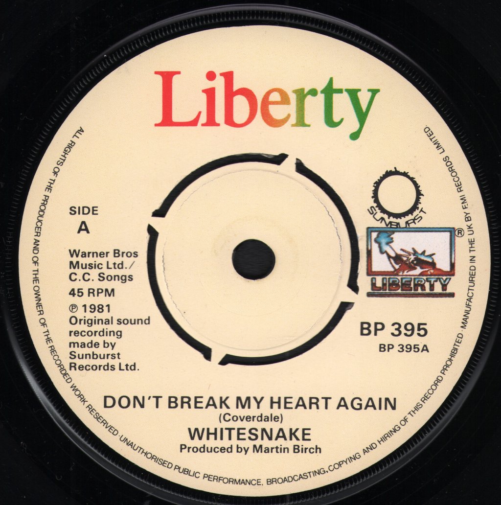 Whitesnake - Don't Break My Heart Again - 7 Inch