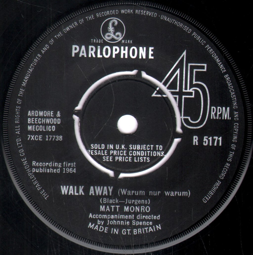 Matt Monro - Walk Away - 7 Inch