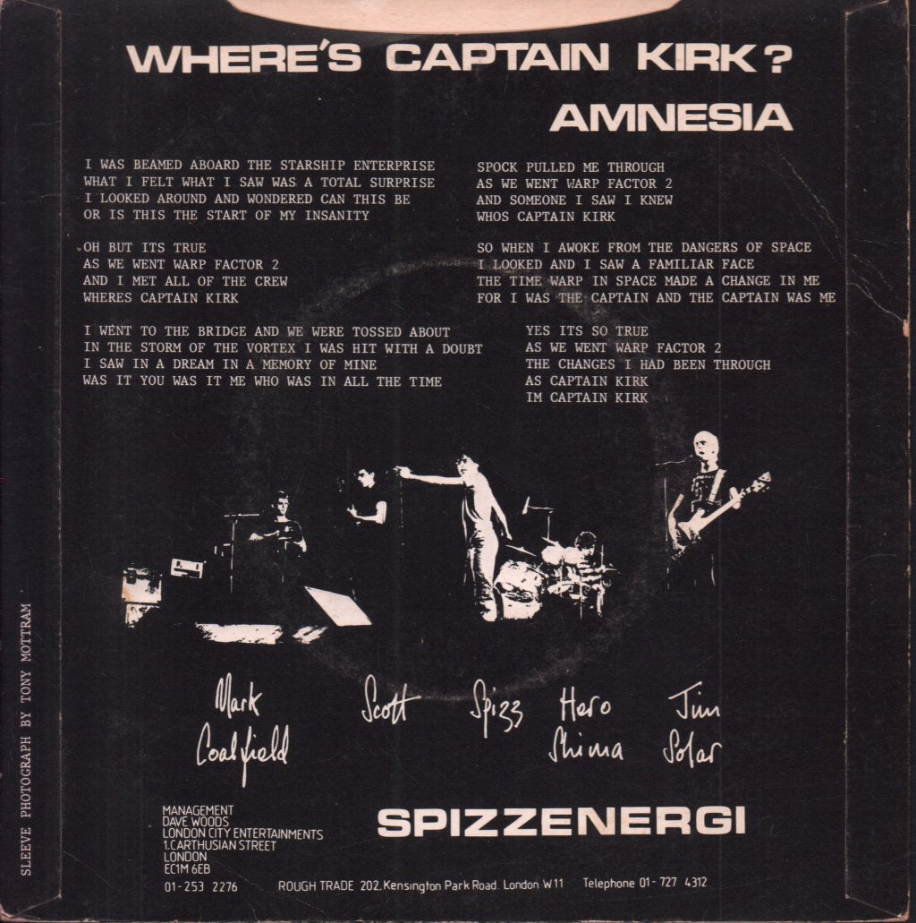 Spizzenergi - Where's Captain Kirk - 7 Inch