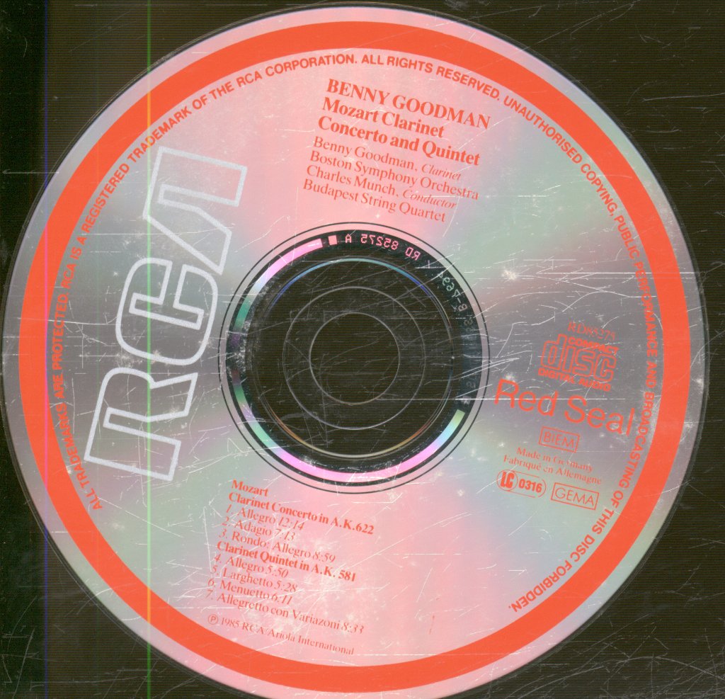 Benny Goodman, Charles Munch, Boston Symphony Orchestra, Budapest String Quartet - Mozart  - Clarinet Concerto And Quintet - Cd