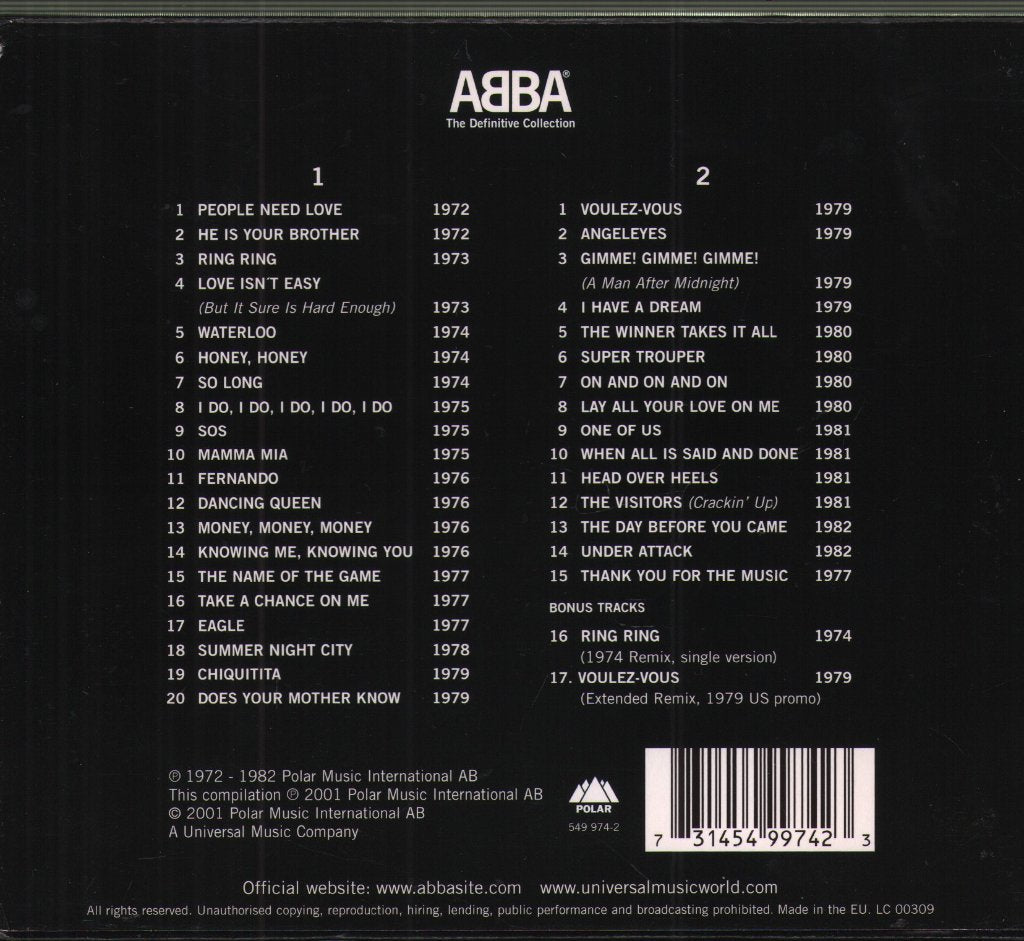 ABBA - Definitive Collection - Double Cd