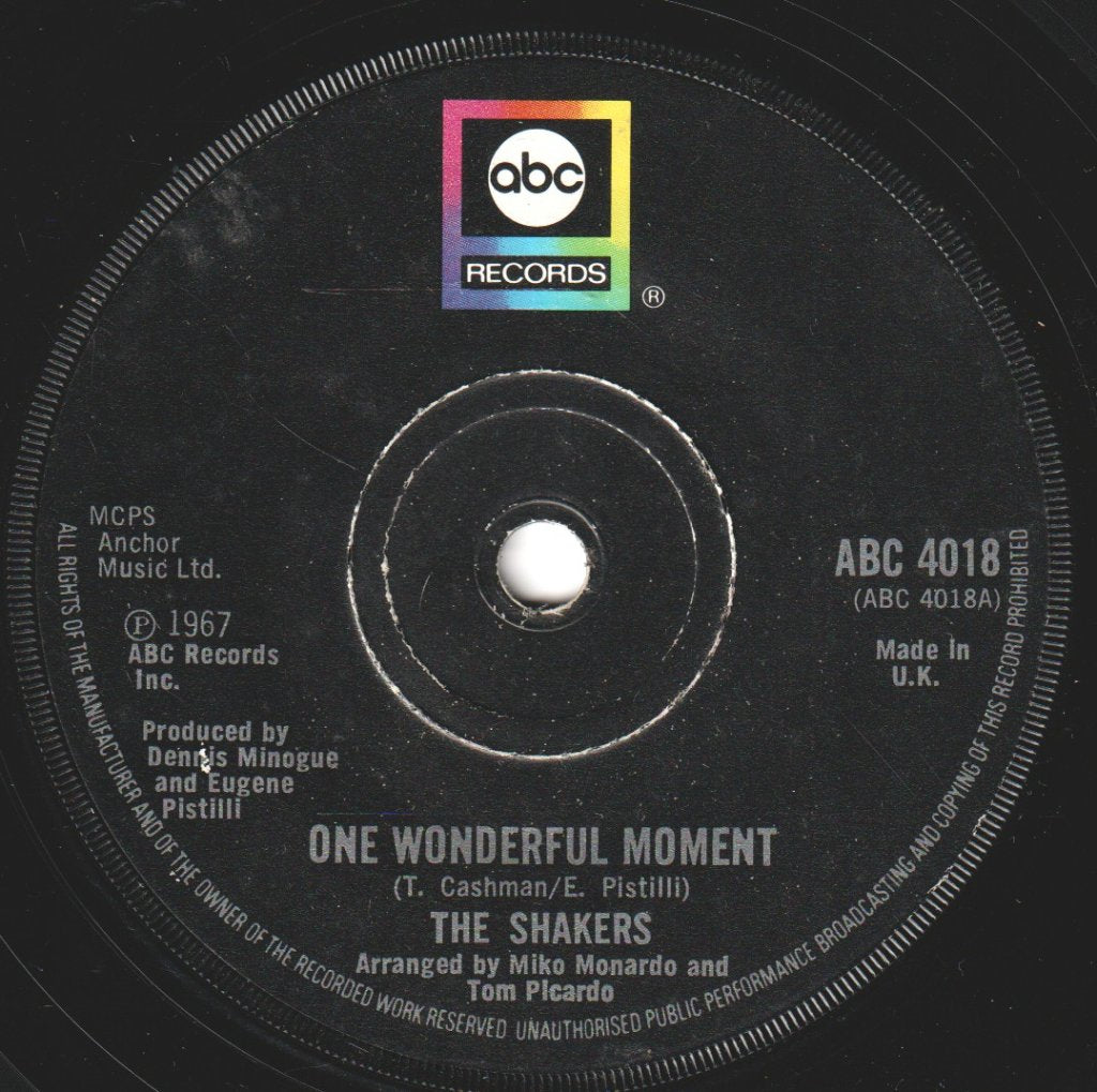 Shakers (70'S Group) - One Wonderful Moment - 7 Inch