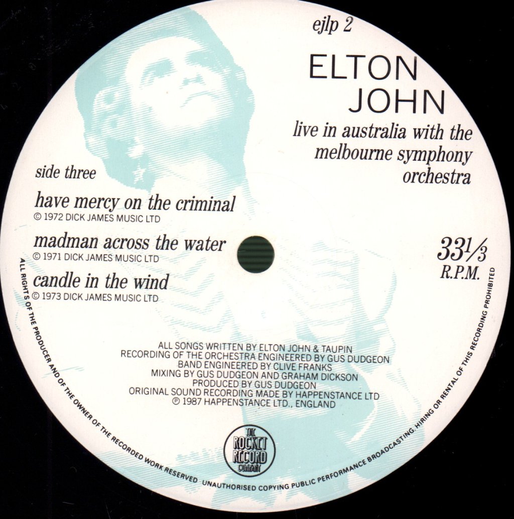 Elton John - Live In Australia With The Melbourne Symphony Orchestra - Double Lp