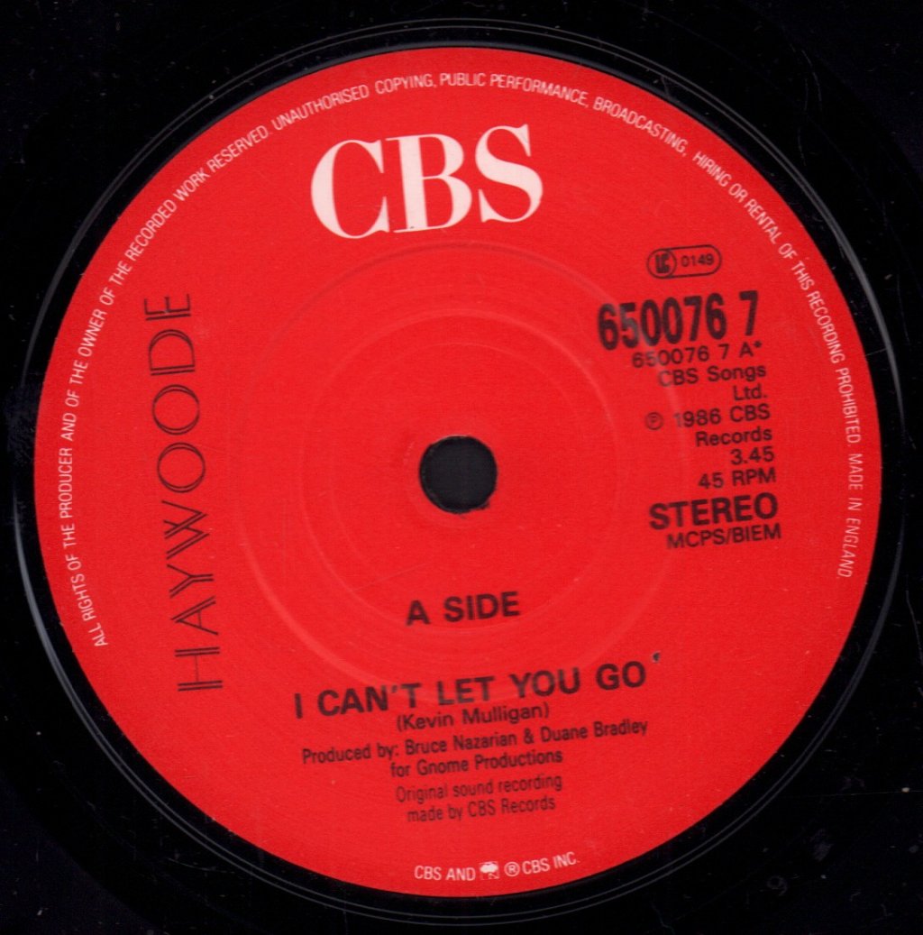 Haywoode - I Can't Let You Go - 7 Inch