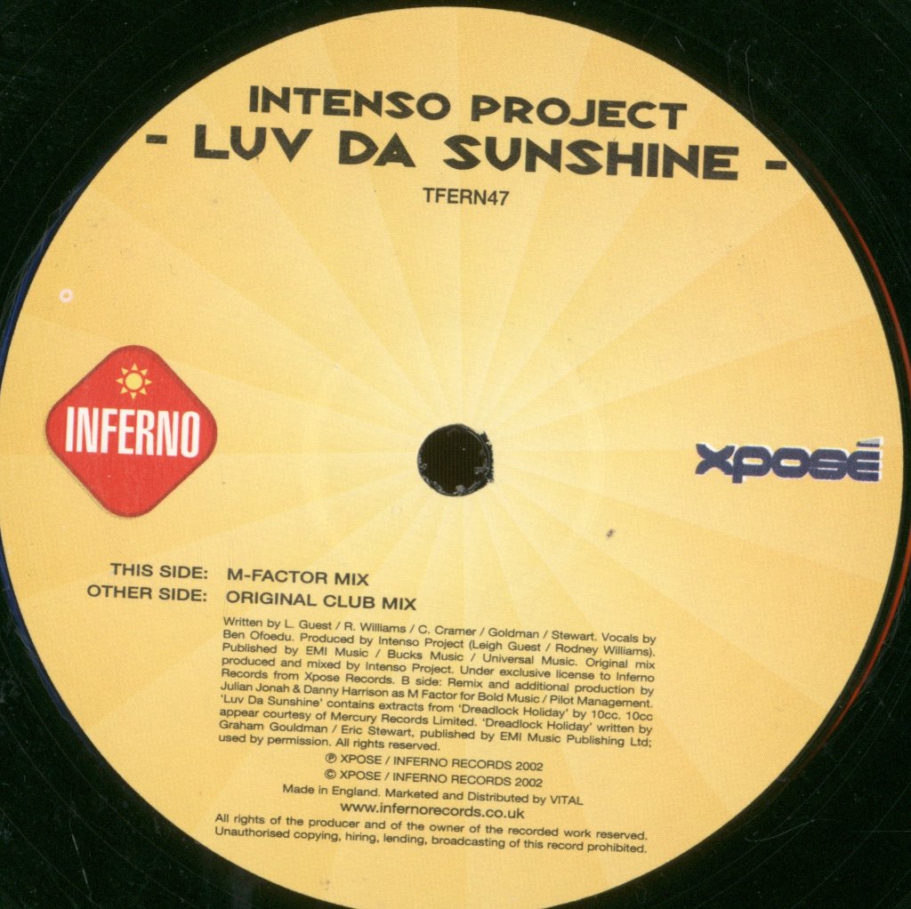 Intenso Project - Luv Da Sunshine - 12 Inch
