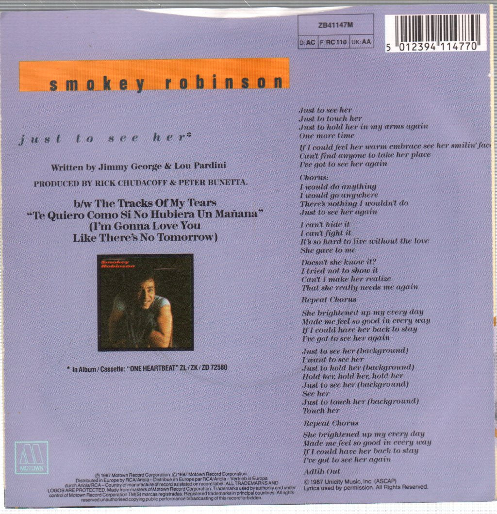 Smokey Robinson - Just To See Her - 7 Inch