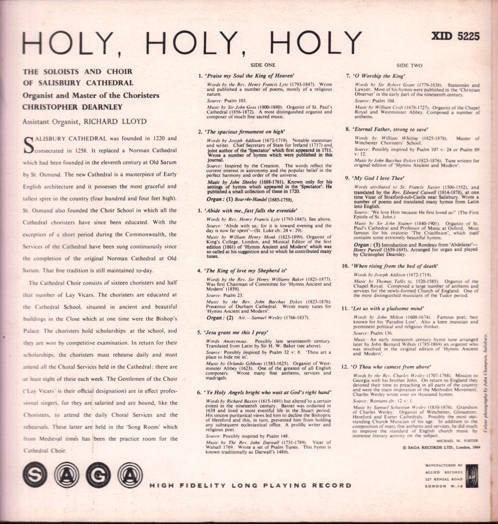 Choristers And Soloists Of Salisbury Cathedral - Holy, Holy, Holy - Lp