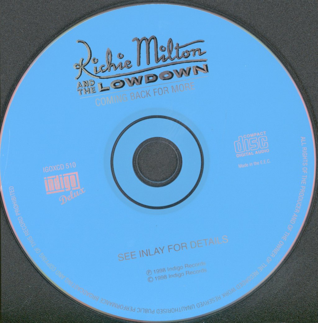 Richie Milton And The Lowdown - Coming Back For More - Cd