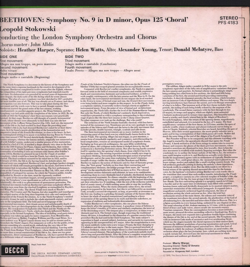 Leopold Stokowski / London Symphony Orchestra - Beethoven - Symphony No.9 Choral - Lp