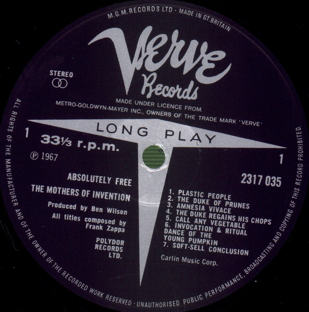 Mothers Of Invention - Absolutely Free - Lp