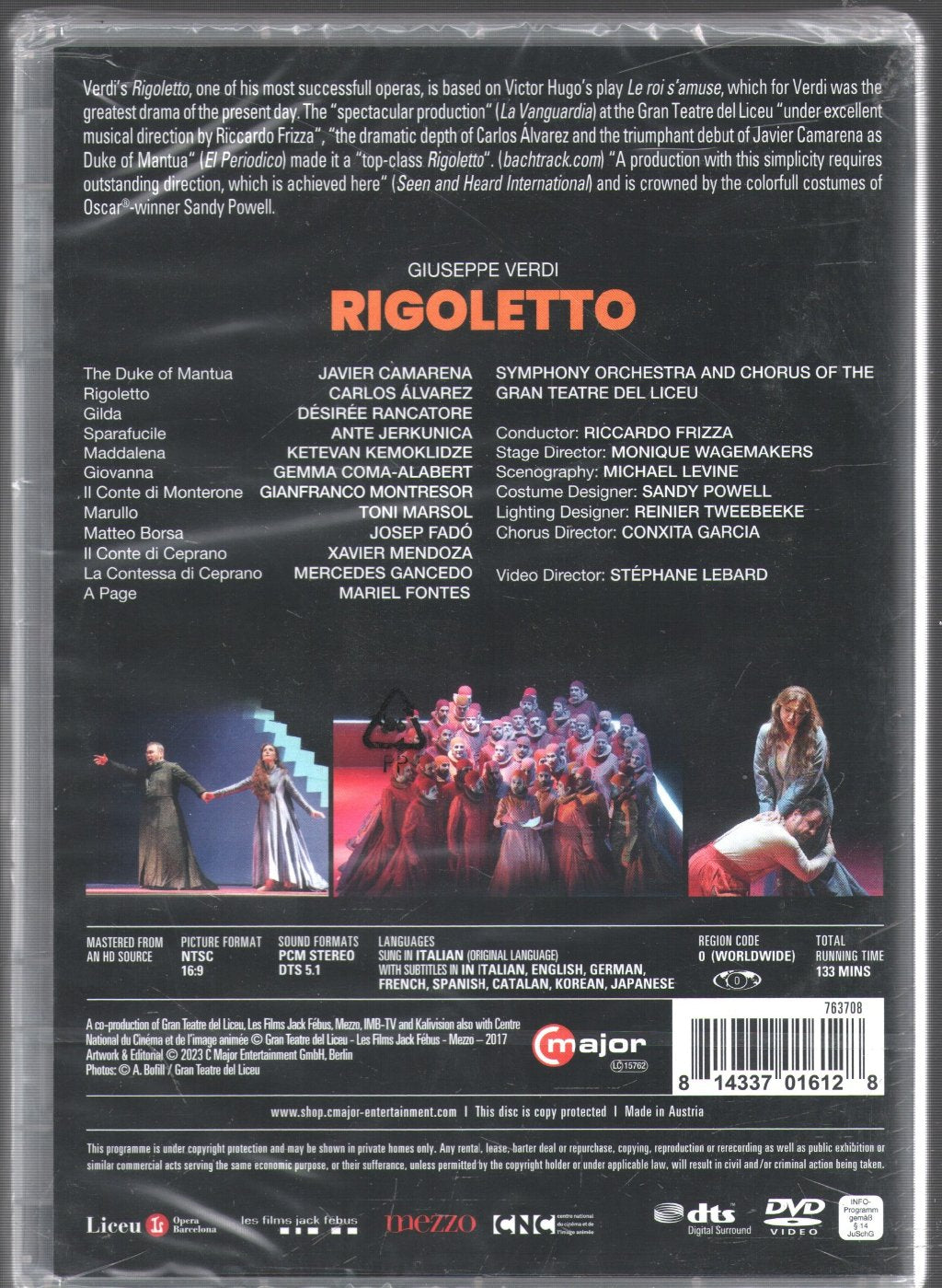Verdi - Rigoletto. Camarena, Alvarez, Rancatore, Jerkunica, Kemoklidze, Frizza, Wagemakers - Dvd