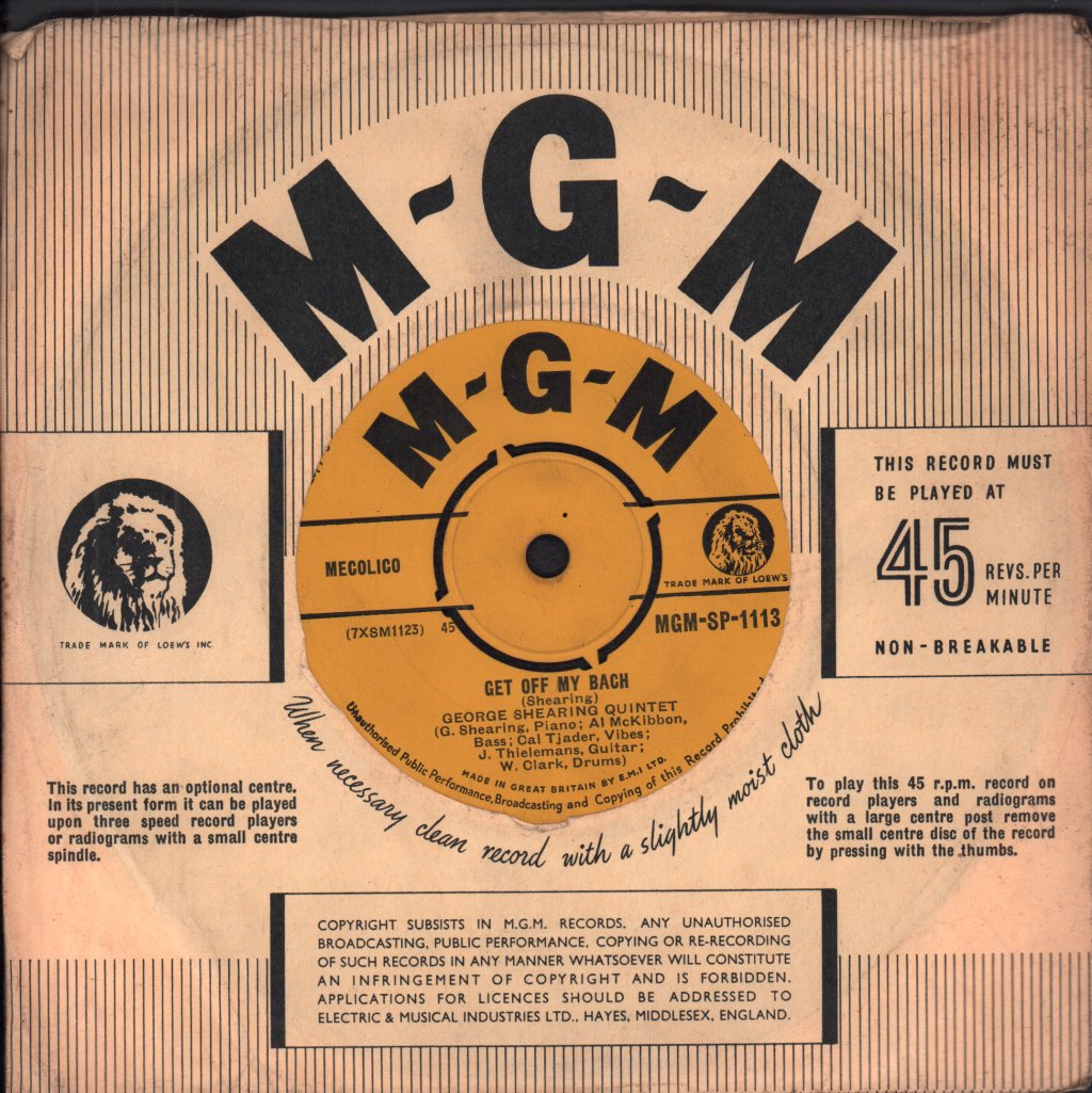 George Shearing Quintet - Lullaby of Birdland - 7 Inch