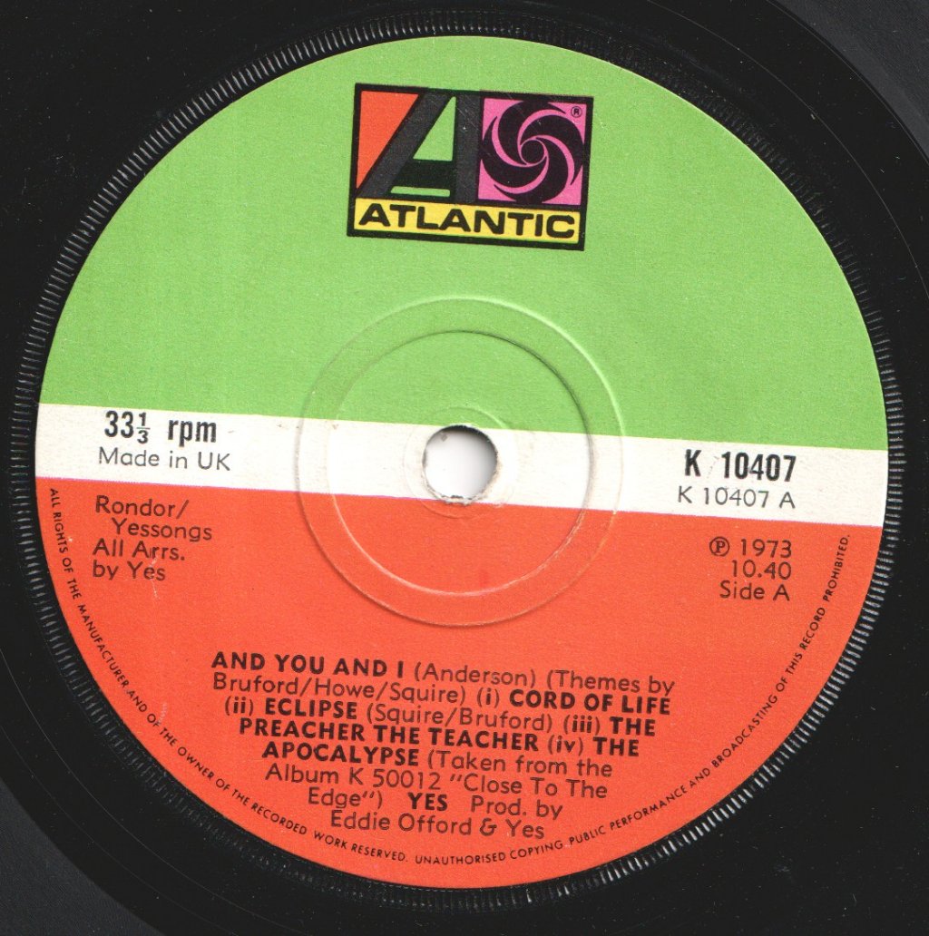 Yes - And You And I - 7 Inch