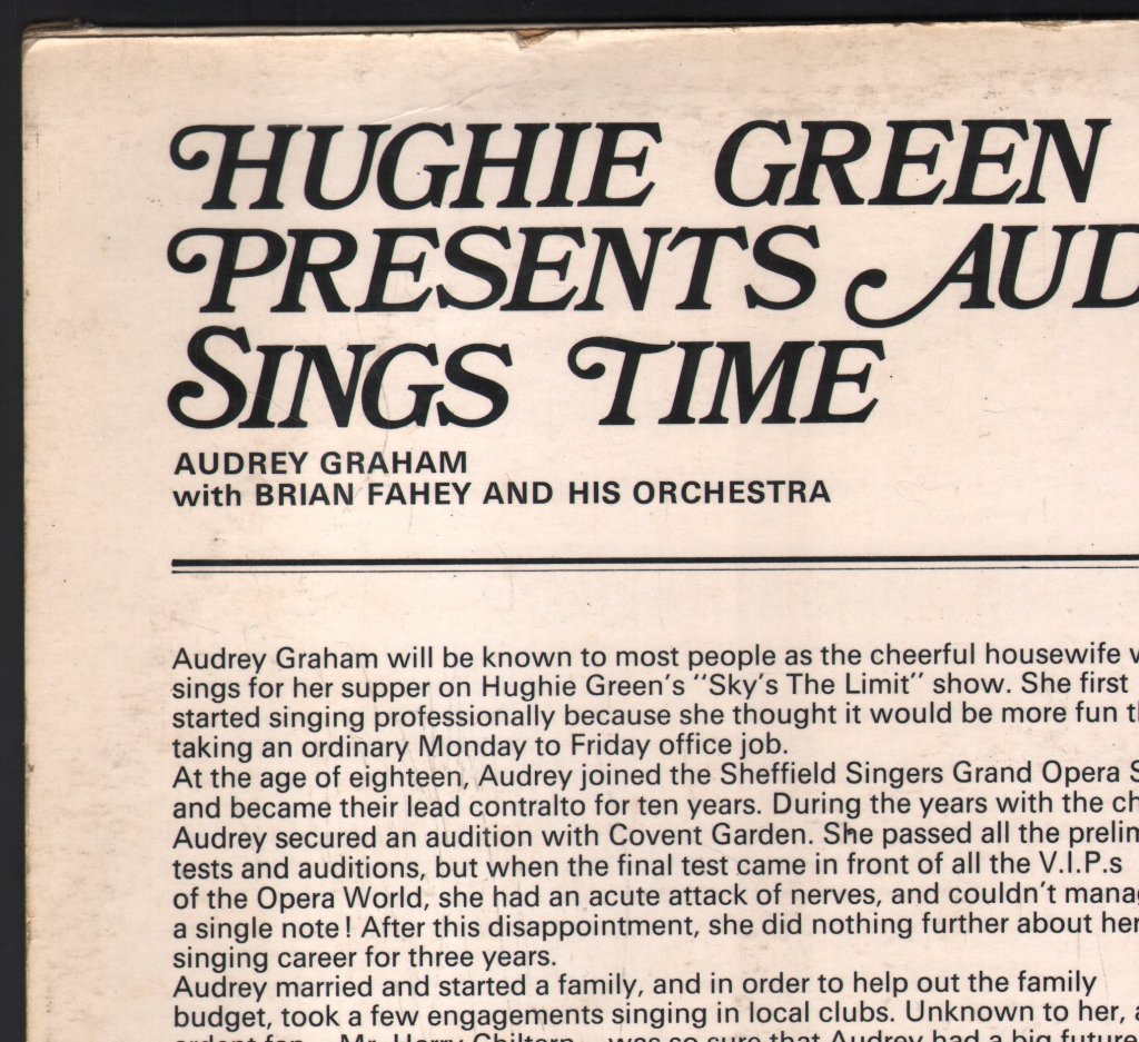 Audrey Graham - Hughie Green Presents Audrey Sings Time - Lp