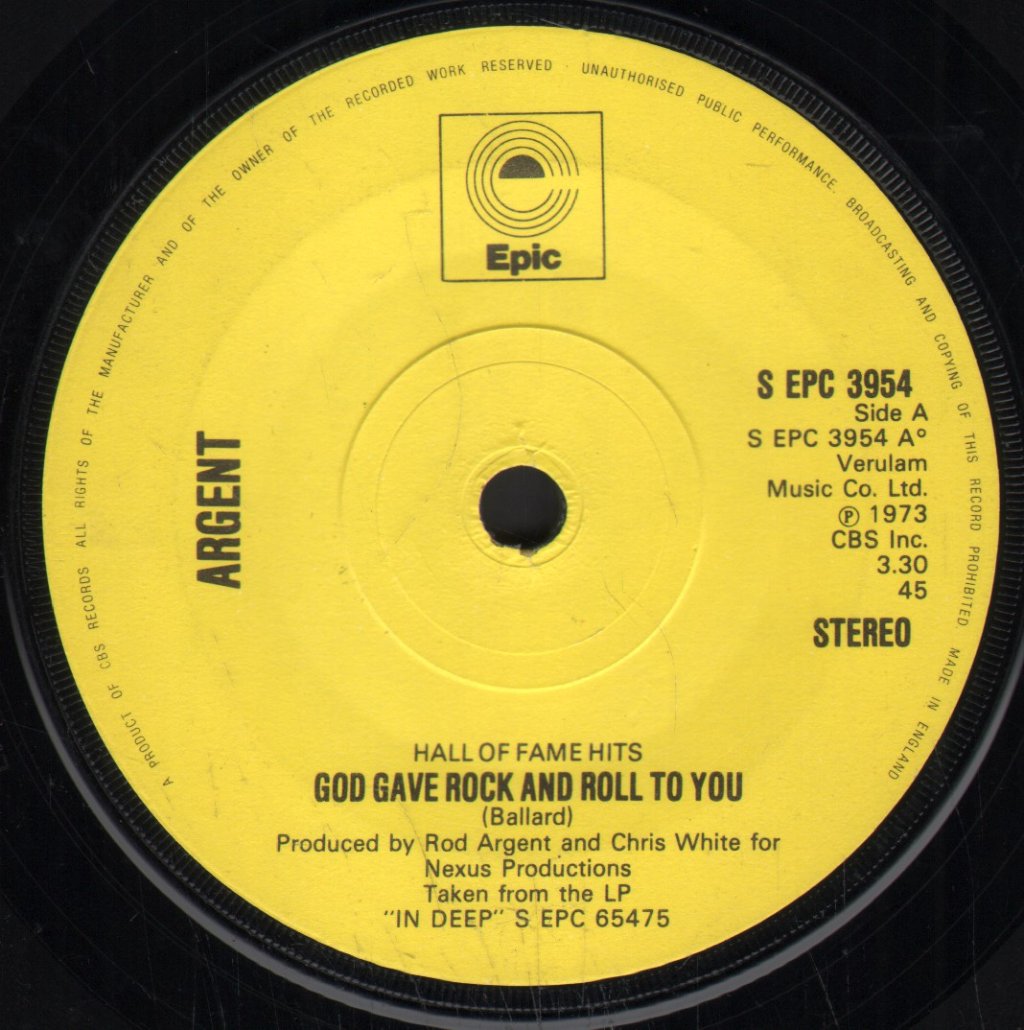 Argent - God Gave Rock And Roll To You - 7 Inch
