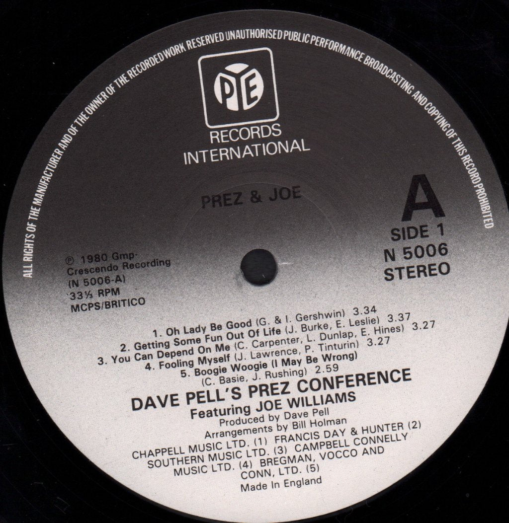 Dave Pell's Prez Conference featuring joe williams - In Celebration Of Lester Young - Lp
