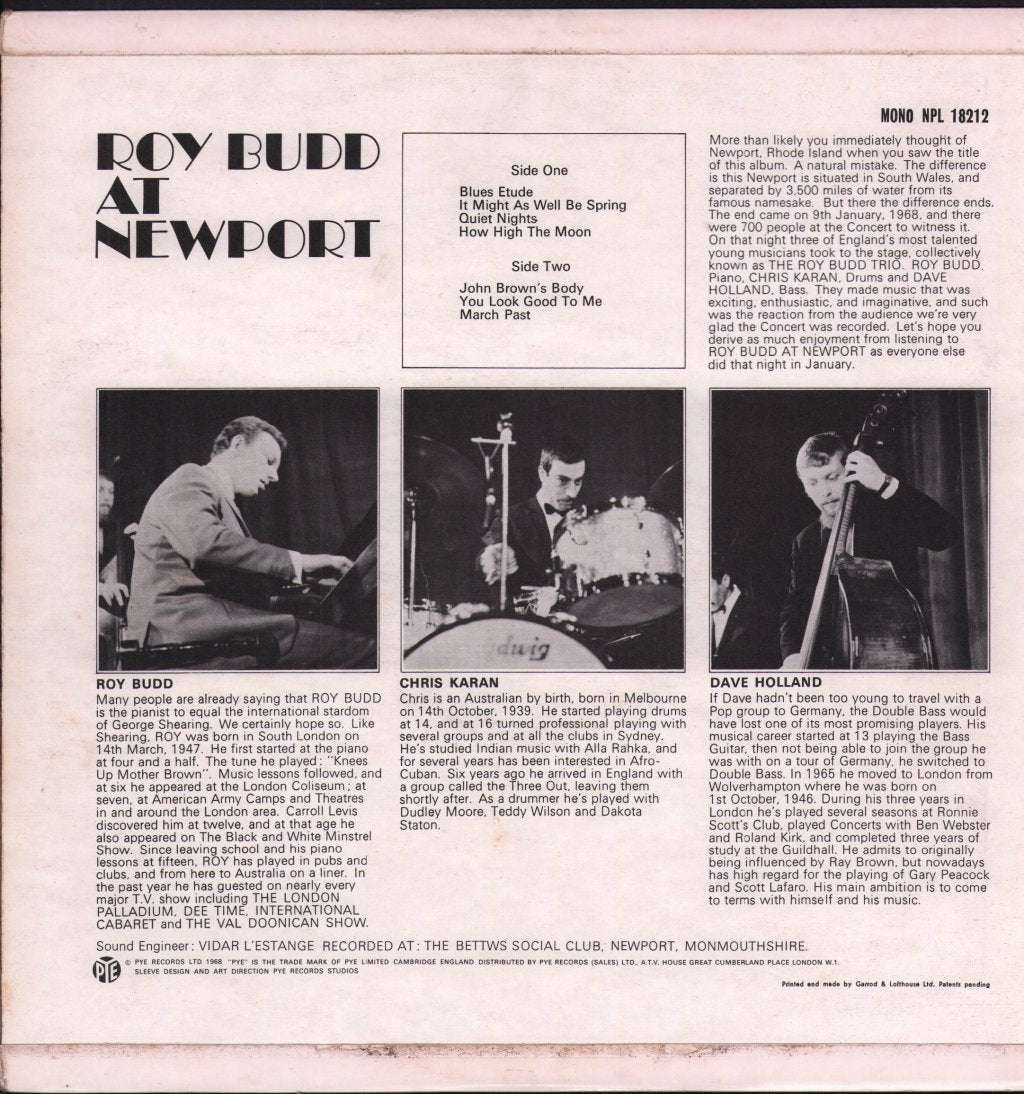 Roy Budd - Roy Budd At Newport - Lp