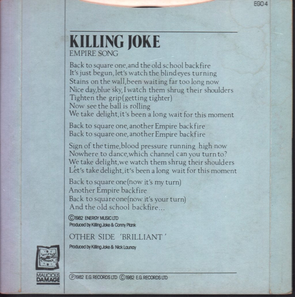 Killing Joke - Empire Song - 7 Inch