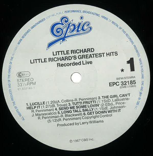 Little Richard - Little Richard's Greatest Hits Recorded Live - Lp